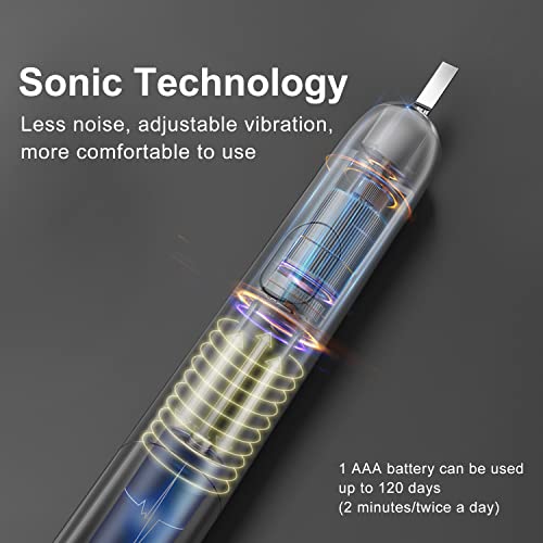 XFU Sonic Electric Battery Toothbrush Para adultos e crianças, 3 cabeças de escova dupont, com 3 modos e IPX7 à prova d'água, Bulid em 2 minutos de tempo 24.000 VPM XFU-2007