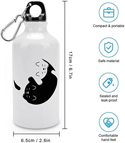 Gato branco preto Yin Yang Canecas de viagem Sports Sports Aluminium Water Bottle with Twist Cap Fiftle para homens Mulheres
