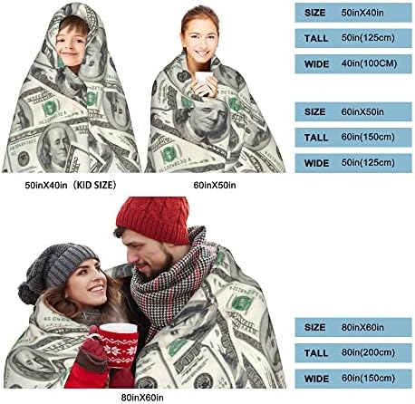 Cobertor de arremesso de dinheiro, cobertores de lã de 100 dólares em fatias de lança