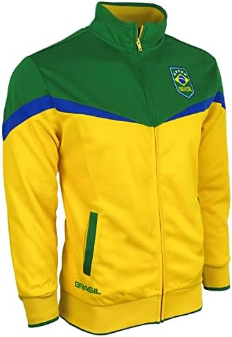 Icon Sports Boy's Brasil Soccer Track Jacket, tamanhos de jovens Brasil Football Full Zip Jacket