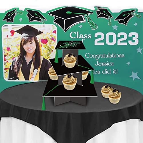 Decorações de graduação 2023 Cupcakes de tampa de graduação Stand com a festa de graduação Favors de mesa de mesa de pós -graduação