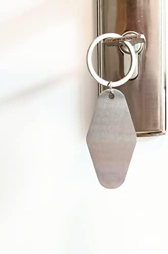 Aço inoxidável Motel Blank Hotel Keychains Rhombus Room Vintage Tags -chave Tags de metal para Projeto Diy Craft Project Sublimação