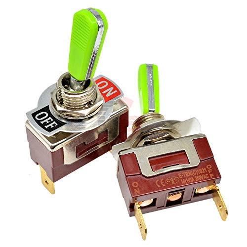 E-teN1021 eixo verde interruptor de alternância 2914.6mm Red 2pin Switch On-off-on Silver Contactor 250V 16A para o alto-falante do