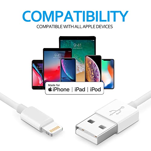 IPhone Charger Cable 6ft [Apple MFI Certified] 3pack USB-A para Lightning Fast Charger para Apple iPhone, iPad 20.000 Bend