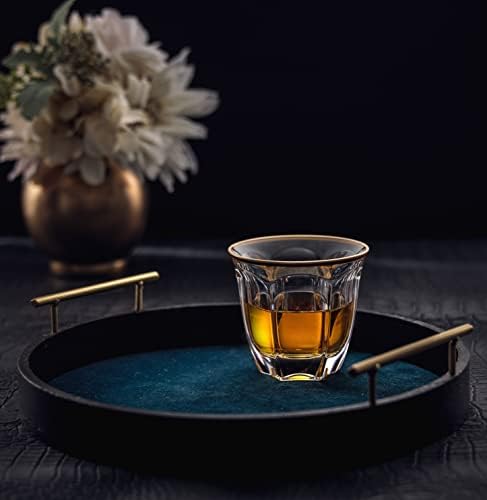 Joyjolt Windsor Gold Rim Double Old Modyed Glass Whisky. 2 óculos de barra de cristal, 7,4 onças de óculos. Conjunto de vidro de uísque