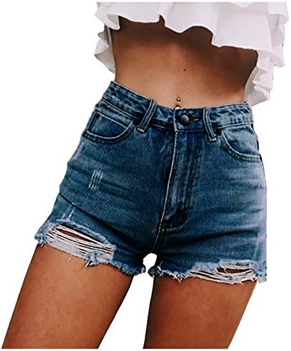 Shorts de jeans de fvowoh para mulheres rasgou shorts jeans shorts altos cálculo de poliéster home workout casual shorts altos