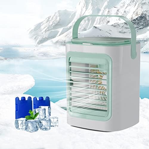 Ventilador de ar condicionado, refrigerador de ar evaporativo 4 em 1 Pequenos ar condicionados com 2 níveis umidificam, 3 velocidades portáteis de ar, 7 cores luz noturna, fã de mini-mesa movido a USB