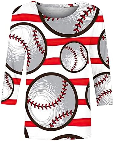Camisas de manga 3/4 do Dia das Mães para Mulheres Mãe Baseball Tops
