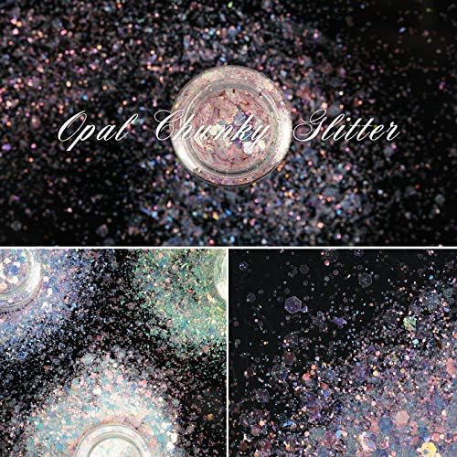 Opal Glitter Noddway Glitter Craft 100g, 10 coloridas Super Glitter Glitter, Resina Glitter grossa para artesanato, lodo, arte