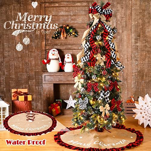 22 PCs Buffalo xadrez de árvore de Natal Buffalo Tree de Natal Taber de tecido embrulhado Ball Ornament com pinheiros e