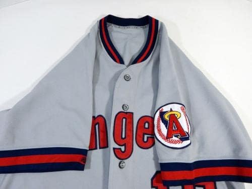 California Angels Scott Lewis 18 Game usou Grey Jersey DP14428 - Jerseys de MLB usados ​​no jogo