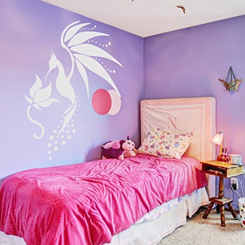 Slaf Ltd. Gird de parede de vinil brilhante pássaro de cauda de fada/brilho no adesivo de decoração de arte escura/fantasia luminescente quarto infantil quarto