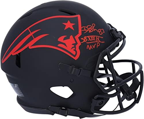 Deion Branch New England Patriots autografou o Riddell Eclipse Speed ​​Alternate Speed ​​Helmet com inscrição SB XXXIX MVP - Capacetes NFL autografados