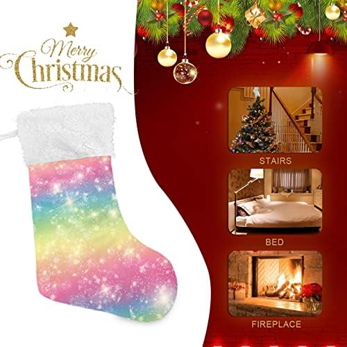 Alaza Christmas meias Galaxy Fantasy Unicorn no Pastel Rainbow Classic personalizadas grandes decorações de meia para a temporada