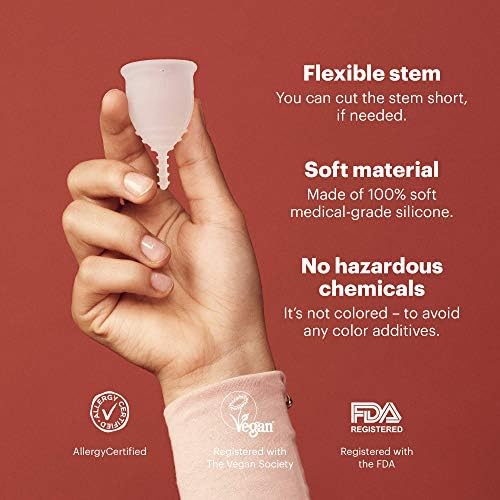 Copo menstrual orgânico por allmatters - tamanho a/pequeno - copo de período reutilizável - Alternativa de almofada e tampão - leve ao fluxo pesado - não oferecido na Califórnia