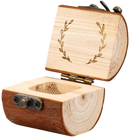 Pretyzoom anel Boxs Box de madeira Caixa de anel de casamento de madeira Ringer rustic Ring Ring Case de joias de joalheria Case para