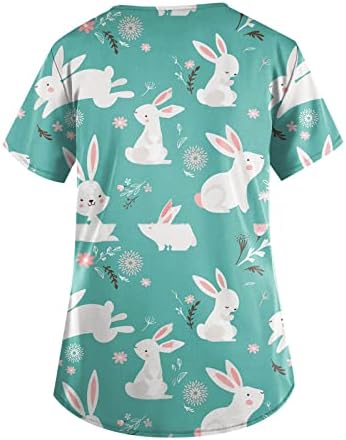 Camisas de Páscoa para mulheres tops soltos o pescoço fofo coelho túnica gráfica camise
