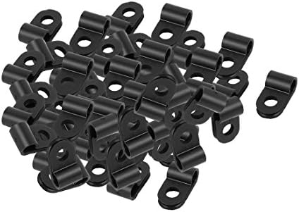 Aexit 50pcs Fiação preta e conexão de plástico R Planejada de clipe de cabo para 4,7 mm de mangueira de fio de tubulação de encobrimento de calor de 4 mm dia