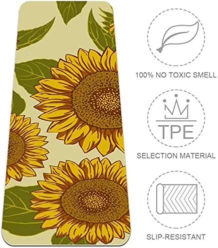 Mat de ioga extra grosso de 6 mm, Big Sunflower Padrão Imprimir Impressão ECOMPRELACIMENTO TPE TECMATS MATS PILATES