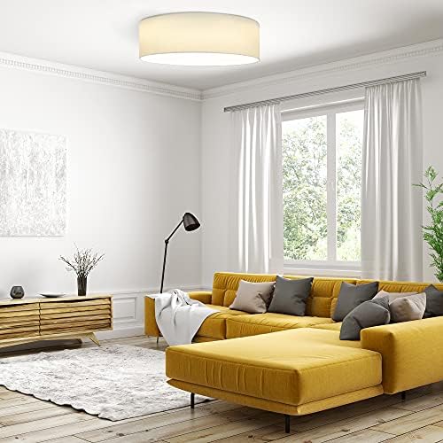 Navaris Flush Mount Teto Light - 15,75 Diâmetro Drum Lamp Shade LED LED para quarto, sala de estar, cozinha, iluminação do