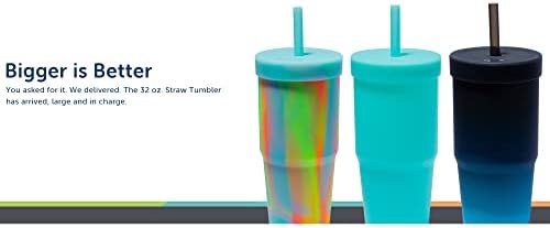 Silipint: Silicone 32oz Straw Tumbler: Açúcar Rush - Copo inquebrável, flexível, quente/frio, tampa hermética, cor sazonal
