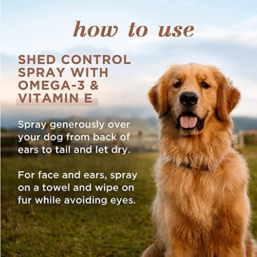 As abelhas de Burt para cães derramam reduzindo spray de cão de spray feito com ômega 3 e vitamina E | Spray de controle