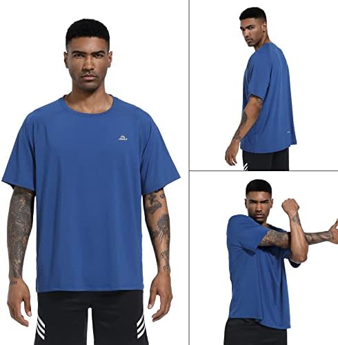DRACHOMPA 5 Camisas de exercícios para homens, camisetas esportivas de pescoço de tripulação rápida, ginástica atlética