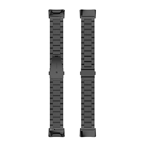 EIEUUK Metal Band Compatível com Fitbit Charge 5 Solução de aço inoxidável sólido Banda de pulseira de pulseira Substituição de pulseira para Fitbit Charge5 Mulheres homens, preto