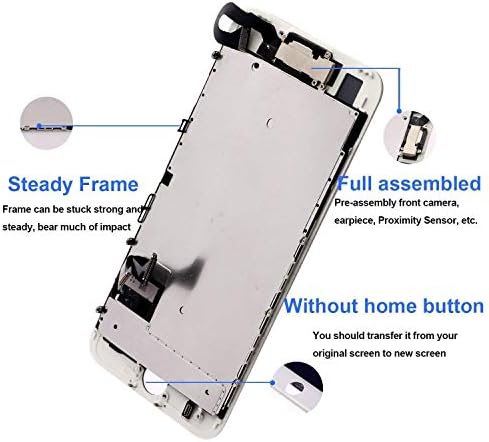2x Substituição de tela LCD pré-montada para iPhone 8 Plus com câmera frontal e alto-falante em preto e branco