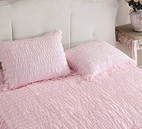 SHABBY CHIC® - colher de cama dupla, cama de algodão macia com uma decoração de casa sham e bem drapeada para todas as estações