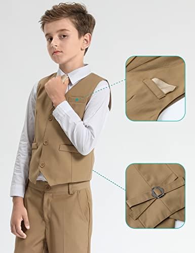 A&J Design Boys Rain Formal Bearer de 7 peças Roupa com camisa, jaqueta, colete, calça, gravata, gravata borboleta e bolso quadrado