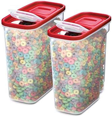 Tampas de alimentos modulares premium de Rubbermaid, guardião de cereais, 2-pacote, empilhamento de 18 xícaras, recipientes de armazenamento de plástico para economizar espaço, transparente