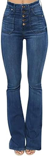 Logotipo personalizado de calça de jeans de cintura alta.