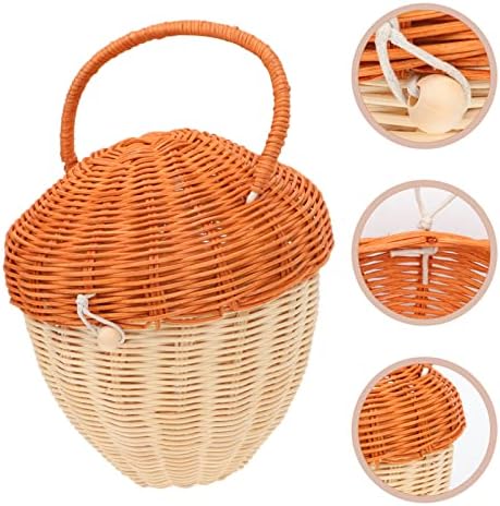 Bolsa de ombro infantil Rattan, tecido de cesta de bolota artesanal em forma de cesta de cesta pendurada cesto ombro