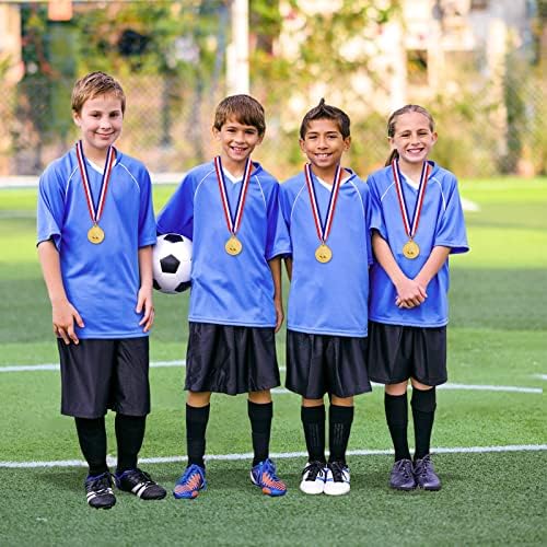 12 Medalhas de futebol de embalagem para crianças, 2 polegadas Matal Gold Award Medalhas para celebrações de competições de jogos de futebol esportivo Team Sport, favores de festas