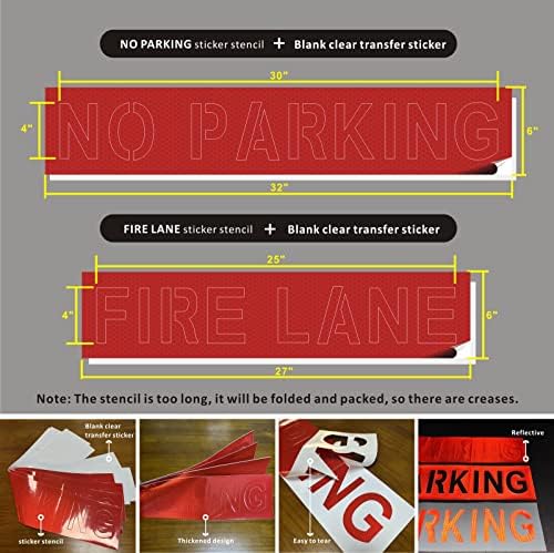 2 PCs 4 Fire Lane sem estacionamento Carta de pavimento Vinil sem estacionamento Estacionamento de estacionamento