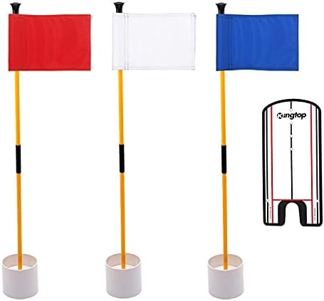 Kingtop Golf Flagsticks Mini, colocando bandeira verde para quintal, todos os 3 pés, bandeiras de golfe bandeiras de copo de