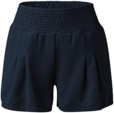 Dbylxmn plus size shorts femininos casuais casuais verão smocked cintura elástica de detalhes de detalhes com detalhes que