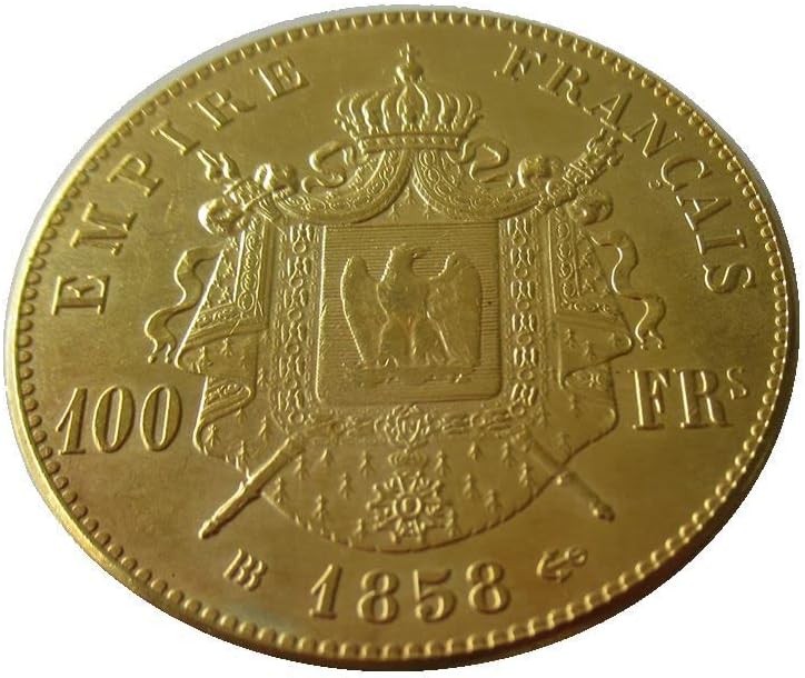 100 Francs 1855-1859 Opcional Francy Franc Cópia Estrangeira Cópia Plated Gold Coin