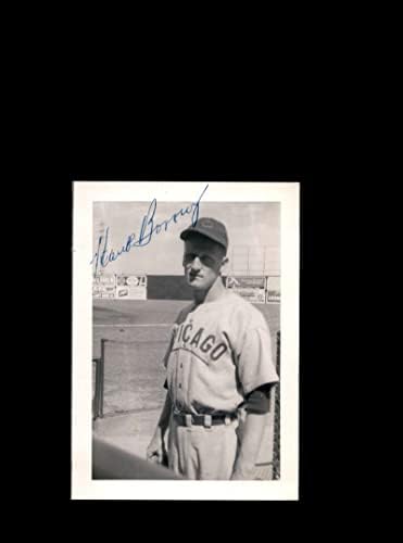 Hank Borowy assinou a foto 3x4 original de 1940 no Wrigley Autograph Chicago Cubs