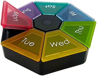 Ezy Dose Weekly Pill Organizer and Planner, Travel Pill Planner, Colors de Rainbow, 7 lados