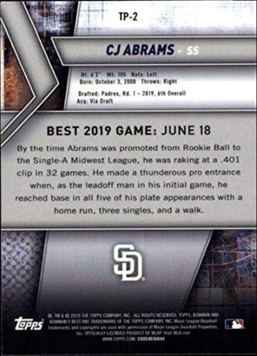 2019 as melhores perspectivas de Bowman #TP-2 CJ Abrams San Diego Padres RC ROOKIE MLB BASEBAL