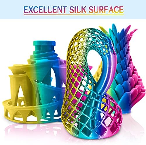 Filamento de seda PLA, filamento de impressão 3D PLA 1,75 mm, filamento de coextrusão tri-color