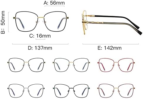 Resndo Womens Metal Metal Reading Glasses Fashion Spring Square Square Readers feitos à mão Gold Black