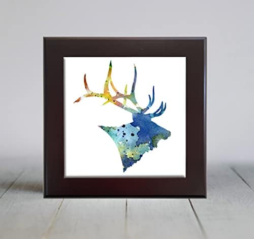 Elk Blue Abstract Abstract Watercolor Art Decorative Tile