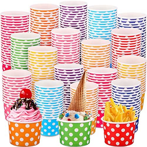 Zeyune 500 pacote 8 oz xícaras de sorvete de papel copos de papel de papel de papel multicolor