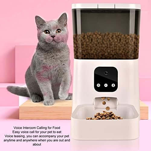 Alimentador de gatos automáticos, controle de voz branca Smart Pet Food Dispenser WiFi 7L Capacidade de cães para internos