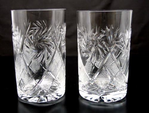 Conjunto de 2 copos de cristal de corte russo 250 ml / 8,5 oz. Para líquidos quentes ou frios se encaixa no vidro Podstakannik