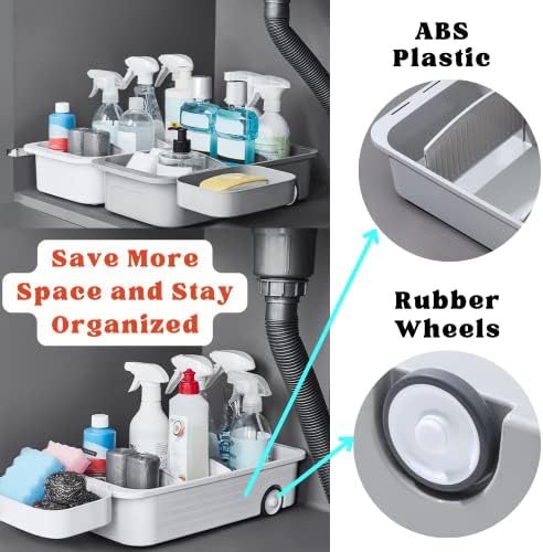 Undersink Puxe cesta de armazenamento deslizante, organizador de gavetas de gabinete com rodas para carros para caddy