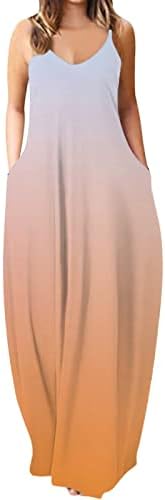 Vido de túnica de pescoço para mulheres Moda de verão feminina Casual Casual Gradiente de pescoço baixo Pressado vestidos